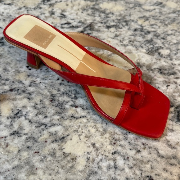 Dolce Vita Red Strappy Square-Toe Kitten Heels - Picture 5 of 5